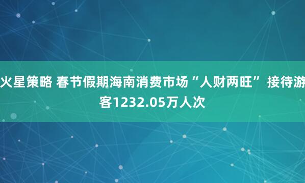 火星策略 春节假期海南消费市场“人财两旺” 接待游客1232.05万人次