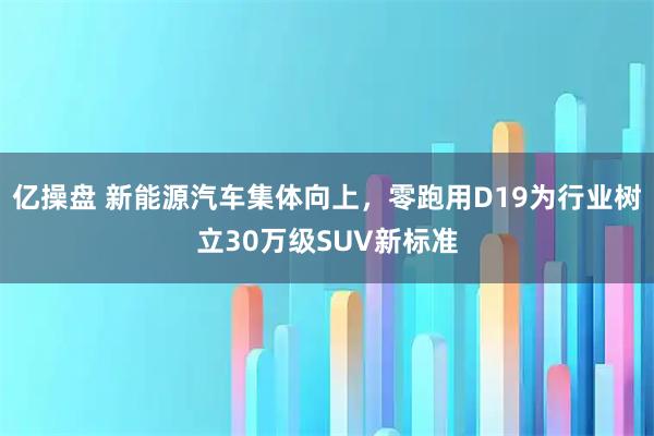 亿操盘 新能源汽车集体向上，零跑用D19为行业树立30万级SUV新标准